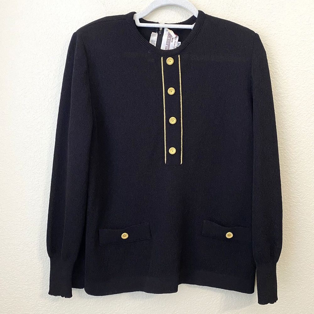 Vintage L Magnin Castleberry Top Womens Size 18 Black Gold